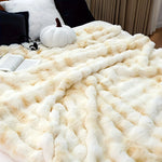 Bubble Fleece Blanket – Ultra Soft Rabbit Fur Throw, Cozy & Fluffy Decorative Blanket for Couch & Bed