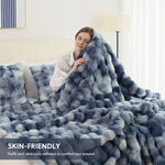 Bubble Fleece Blanket – Ultra Soft Rabbit Fur Throw, Cozy & Fluffy Decorative Blanket for Couch & Bed