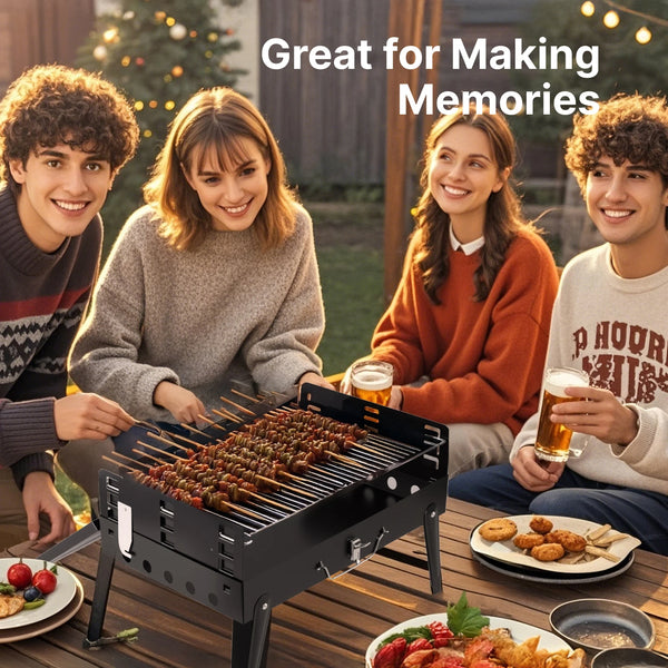 🔥 Portable Charcoal Grill – Foldable BBQ Grill with Adjustable Heights, Compact & Easy to Clean for Camping, Tailgating, and Outdoor Cooking