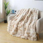 Bubble Fleece Blanket – Ultra Soft Rabbit Fur Throw, Cozy & Fluffy Decorative Blanket for Couch & Bed